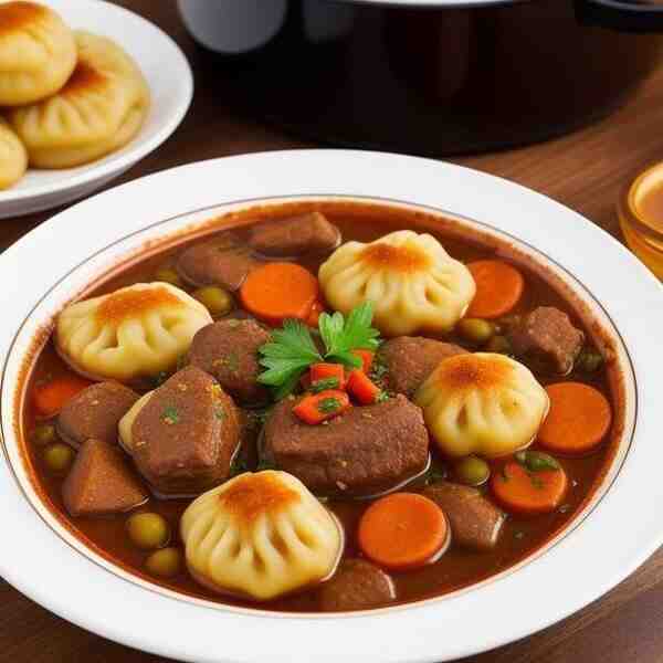 Мясное рагу с сырными клецками
